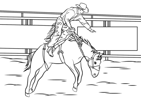 Bronc Riding Rodeo From Rodeo Coloring Page